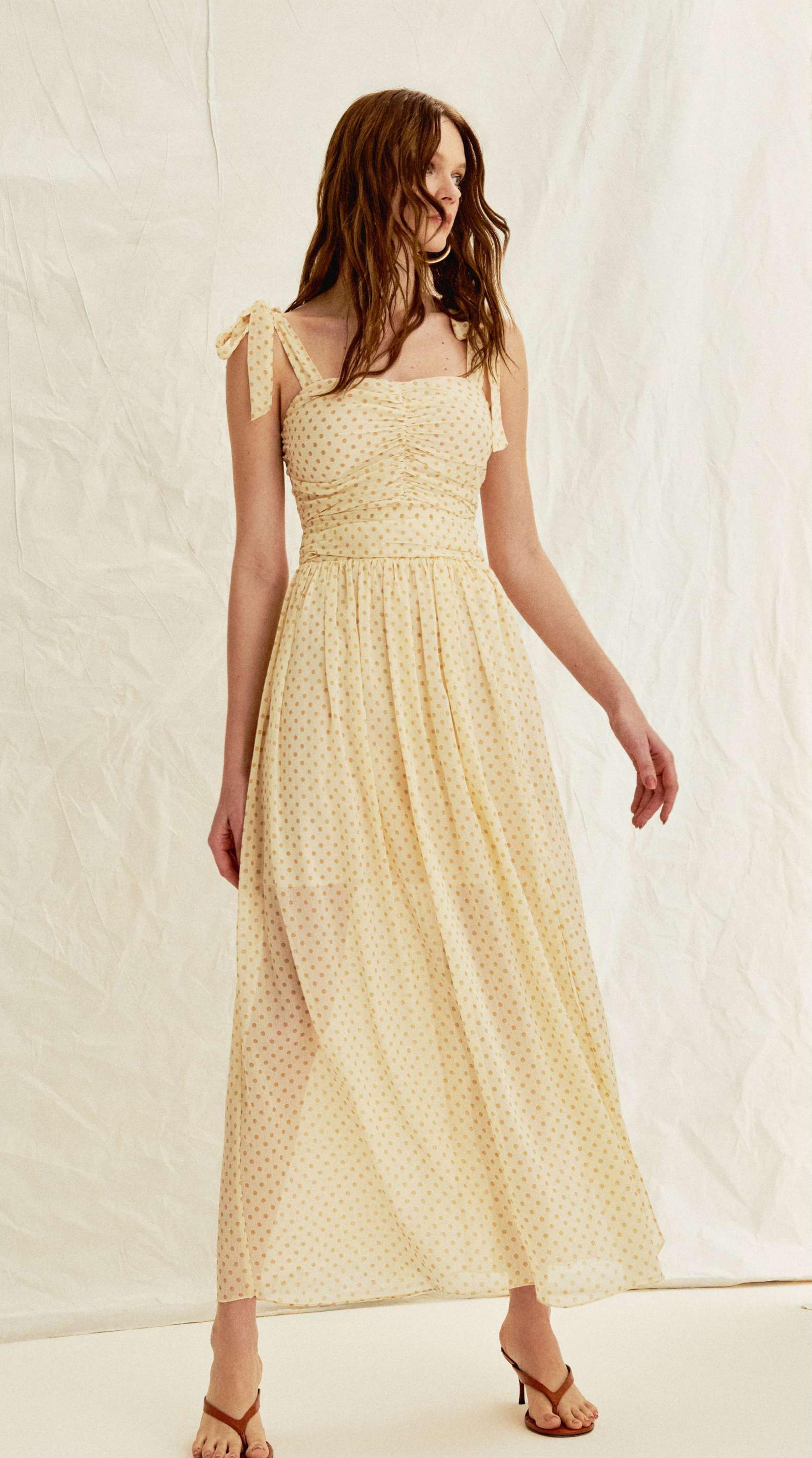Vestido Alça Laço Poá
