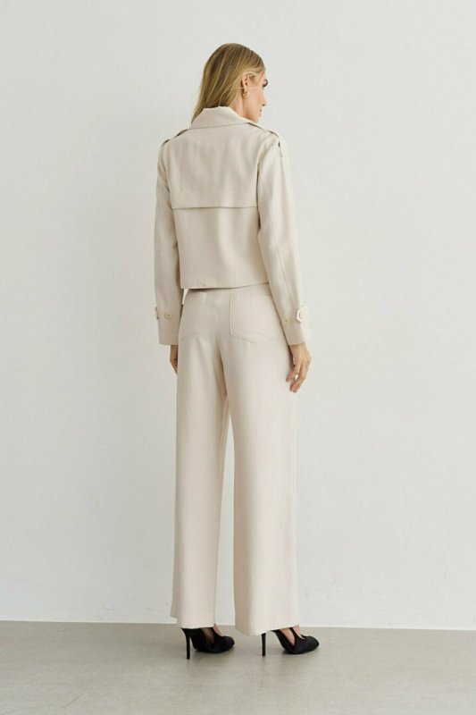 Conjunto Alfaiataria Viscose Casaco Trench Coat com Calça