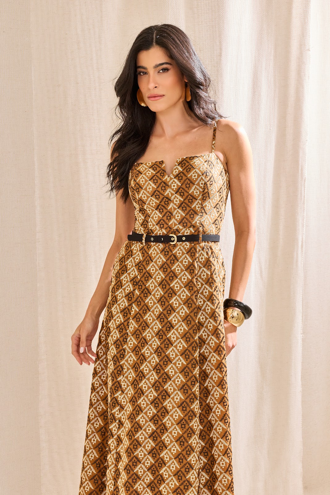 Vestido Tereza Longo Estampado