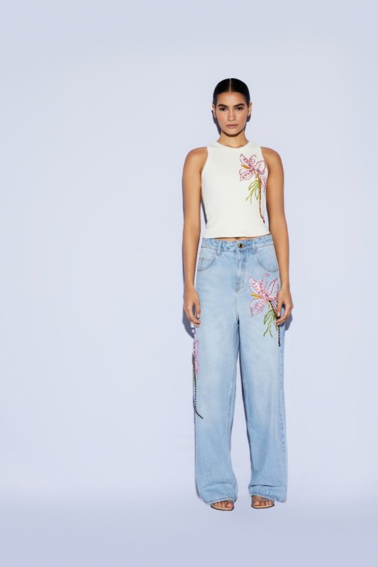 Blusa Alaia Canelado Bordada