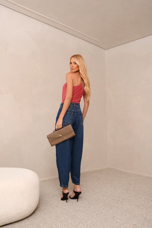 Blusa Malha Um Ombro com Pregas