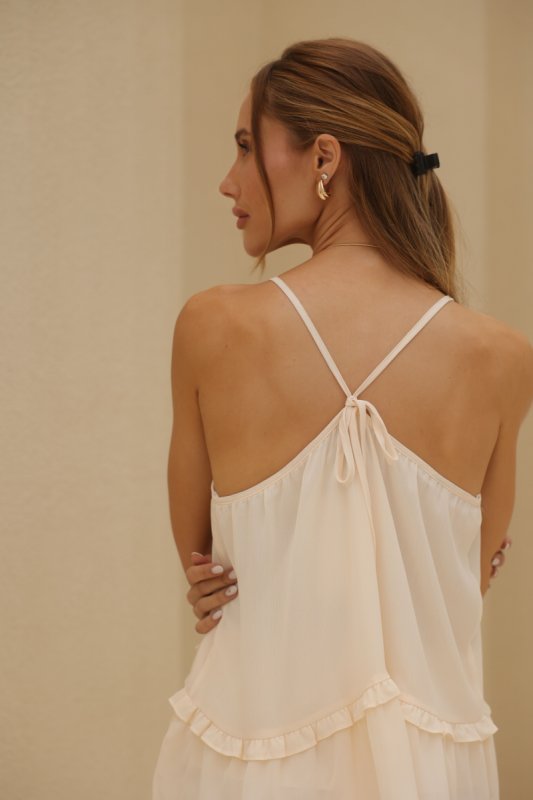 Conjunto Chiffon Yoriu Blusa de Alça com Cordão no Decote e Calça
