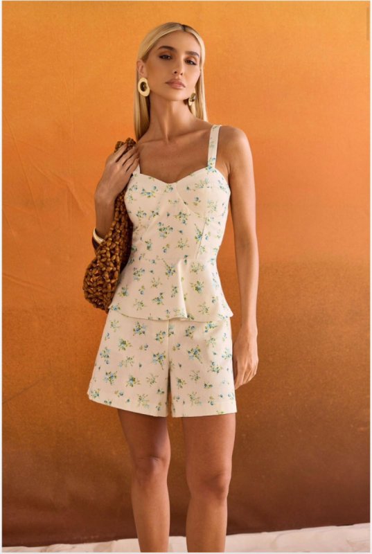 Blusa Alça Peplum Floral