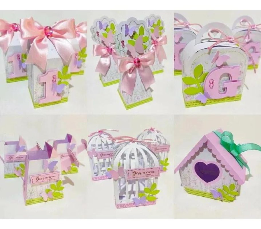 Kit Personalizado 10 Caixinhas Festa Jardim Borboletas Rosas