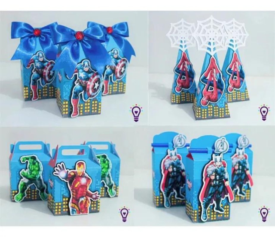 Kit Personalizado 10 Caixinha Festa Aniversário Vingadores 3