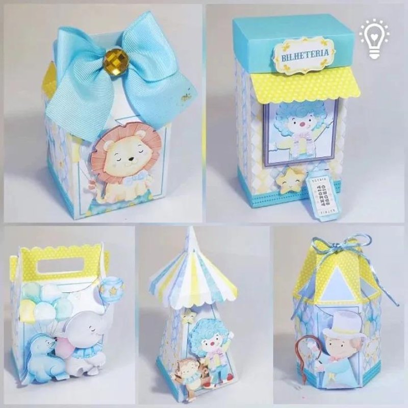 Kit Personalizado 10 Caixinhas Festa Aniversário Circo Azul