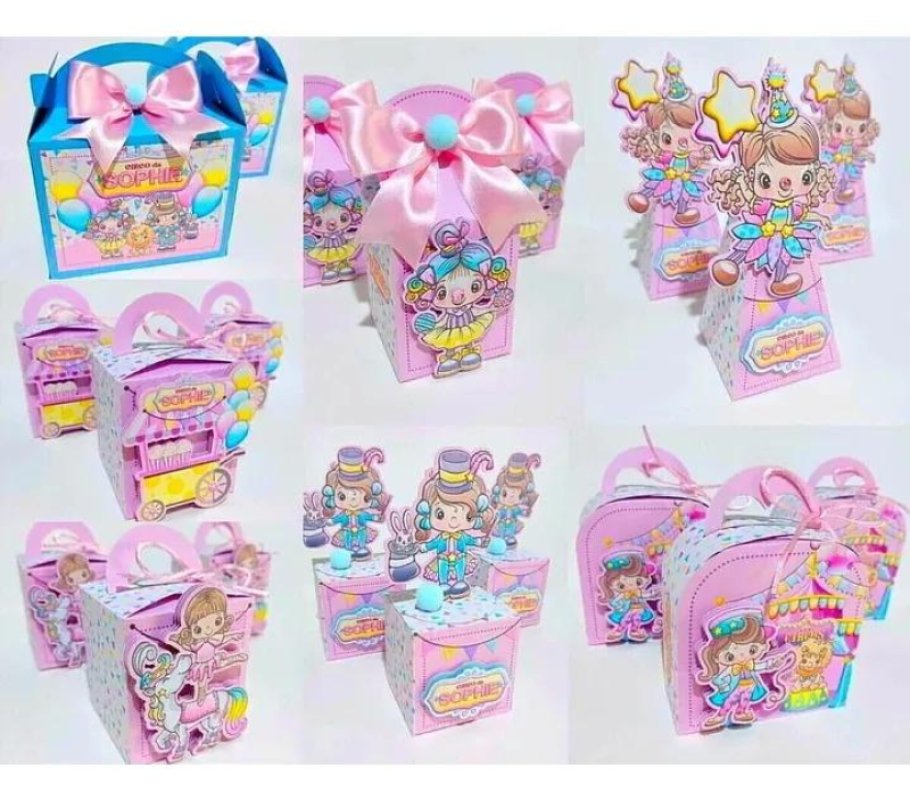 Kit Personalizado 10 Caixinha Festa Aniversário Circo Rosa 3