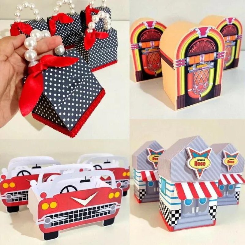 Kit Personalizado 10 Caixinha Festa Aniversário Retrô Anos60