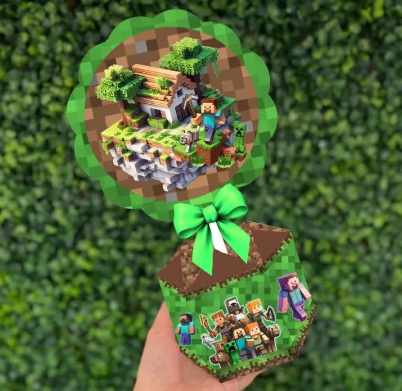 Kit Personalizado 10 Centro De Mesa Aniversário Minecraft
