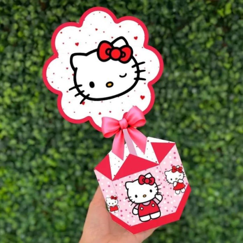 Kit Personalizado 10 Centro De Mesa Aniversário Hello Kitty