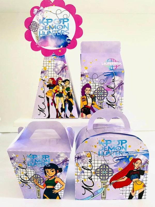 Kit Personalzado 10 Caixinha Aniversário Guerreiras Do K-pop