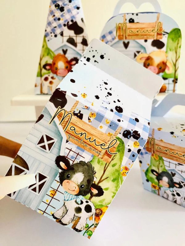 Kit Personalizado 10 Caixinhas Aniversário Fazendinha Azul