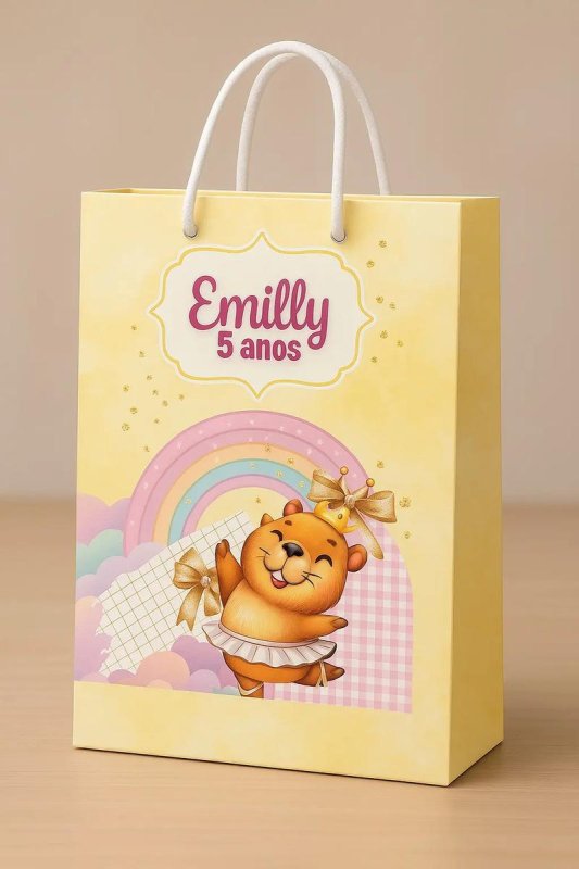 Kit 10 Sacolinhas Personalizada Festa Aniversário Capivara