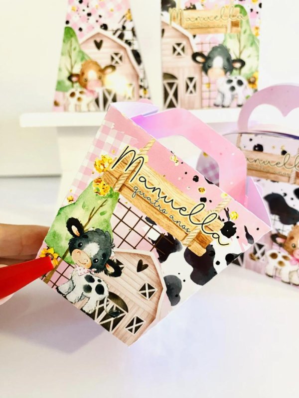 Kit Personalizado 10 Caixinhas Aniversário Fazendinha Rosa