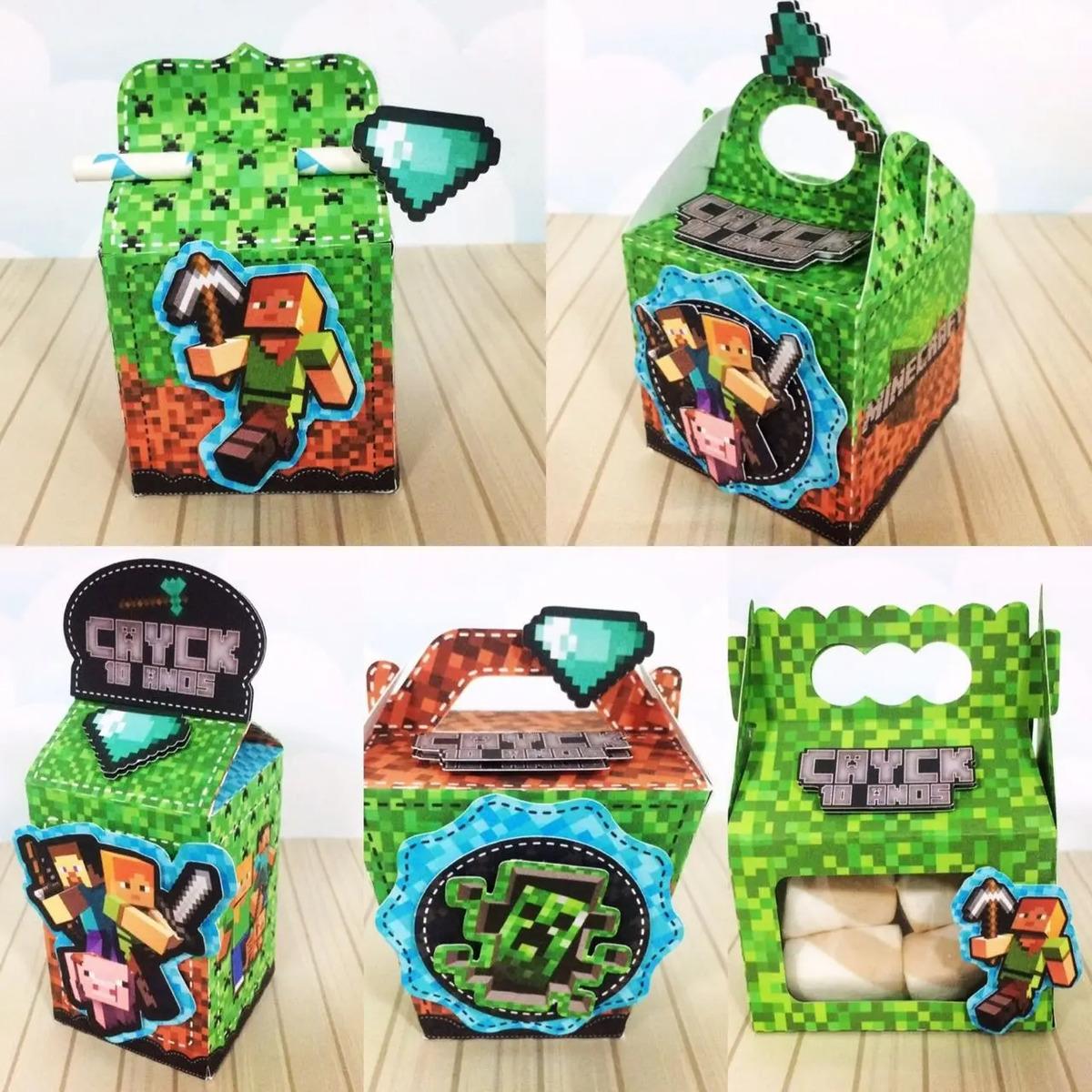Kit Personalizado 10 Caixinhas Festa Aniversário Minecraft