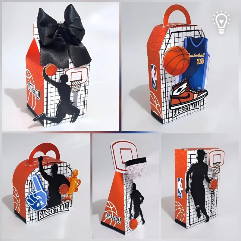 Kit Personalizado 10 Caixinhas Aniversário Basquete Festa