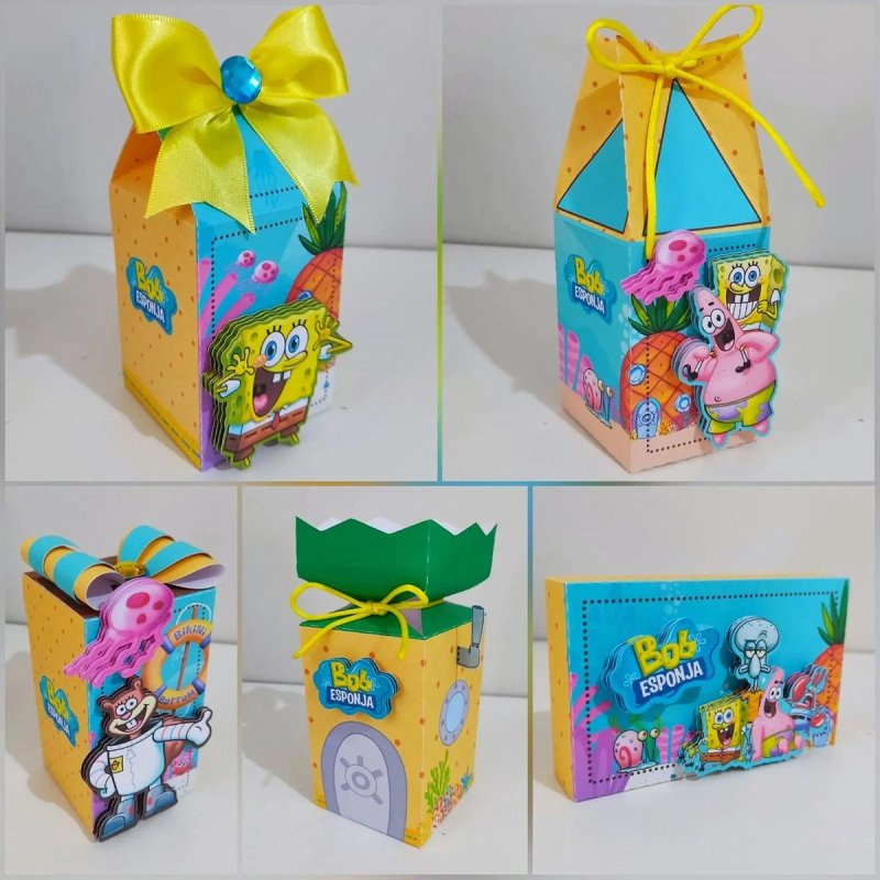 Kit Personalizado 10 Caixinhas Aniversário Bob Esponja Festa
