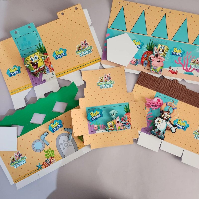 Kit Personalizado 10 Caixinhas Aniversário Bob Esponja Festa
