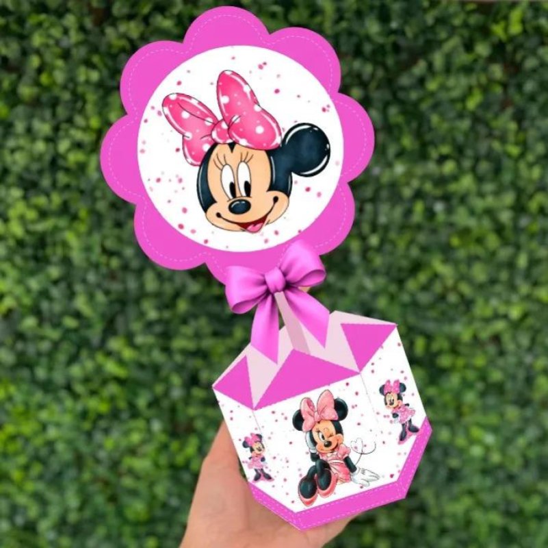 Kit Personalizado 10 Centro De Mesa Aniversário Minnie Rosa
