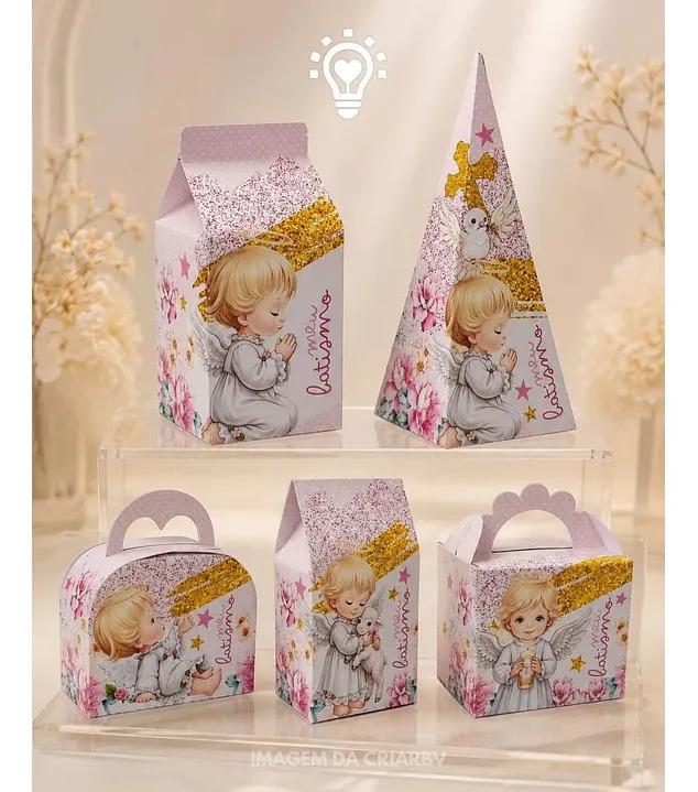 Kit Personalizado 10 Caixinhas Aniversário Batismo Menina 9