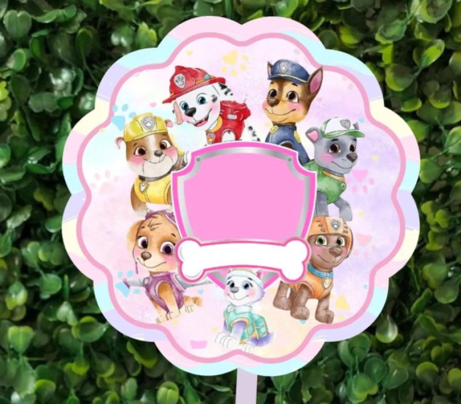 Kit 10 Centro Mesa Cachepô Aniversário Patrulha Canina Rosa