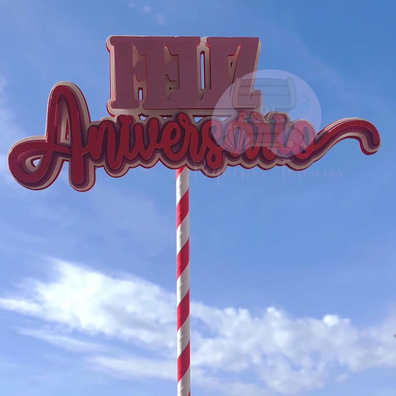 Topo De Bolo Feliz Aniversário 5cm