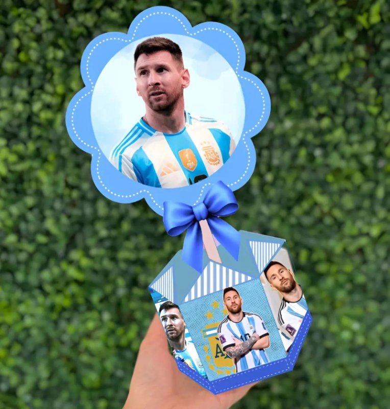 Kit Personalizado 10 Centro Mesa Aniversário Messi Argentina