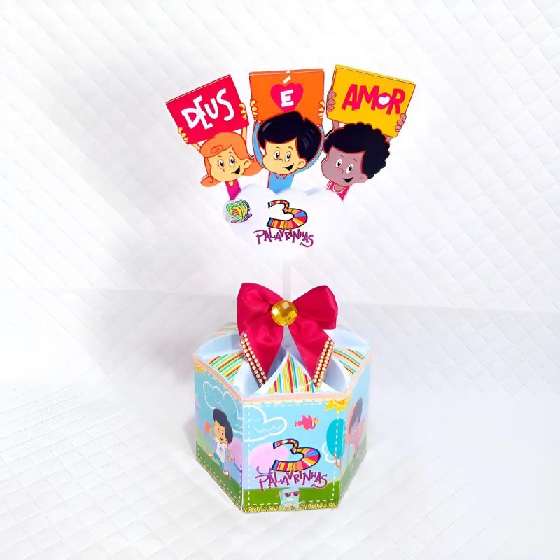 Kit Personalizado 10 Centro Mesa Aniversário 3 Palavrinhas