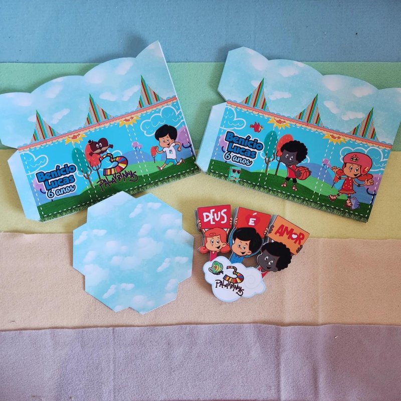 Kit Personalizado 10 Centro Mesa Aniversário 3 Palavrinhas