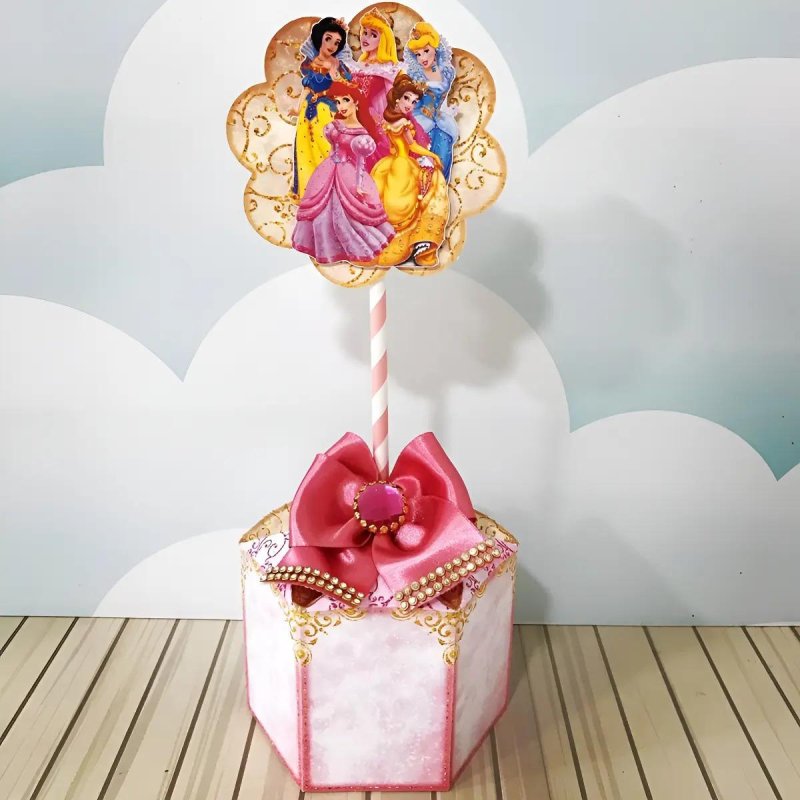 Kit Personalizado 10 Centro Mesa Festa Aniversário Princesas