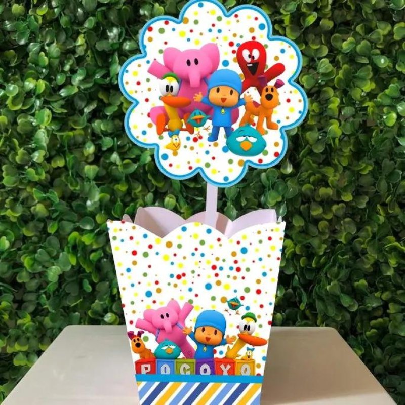 Kit 10 Centro De Mesa Cachepô Festa Aniversário Pocoyo