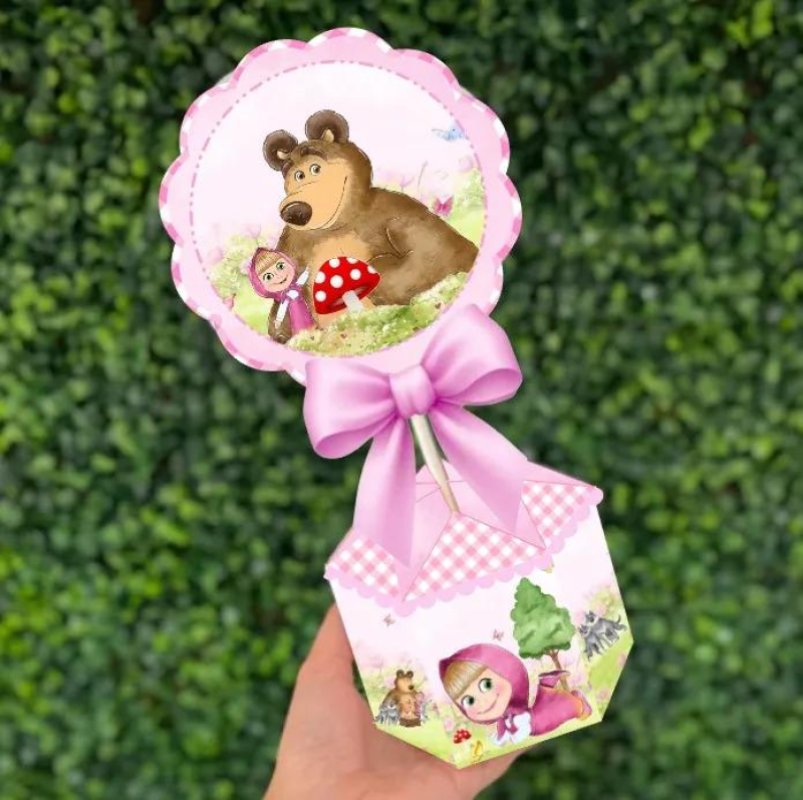Kit Personalizado 10 Centro De Mesa Aniversário Masha  Urso
