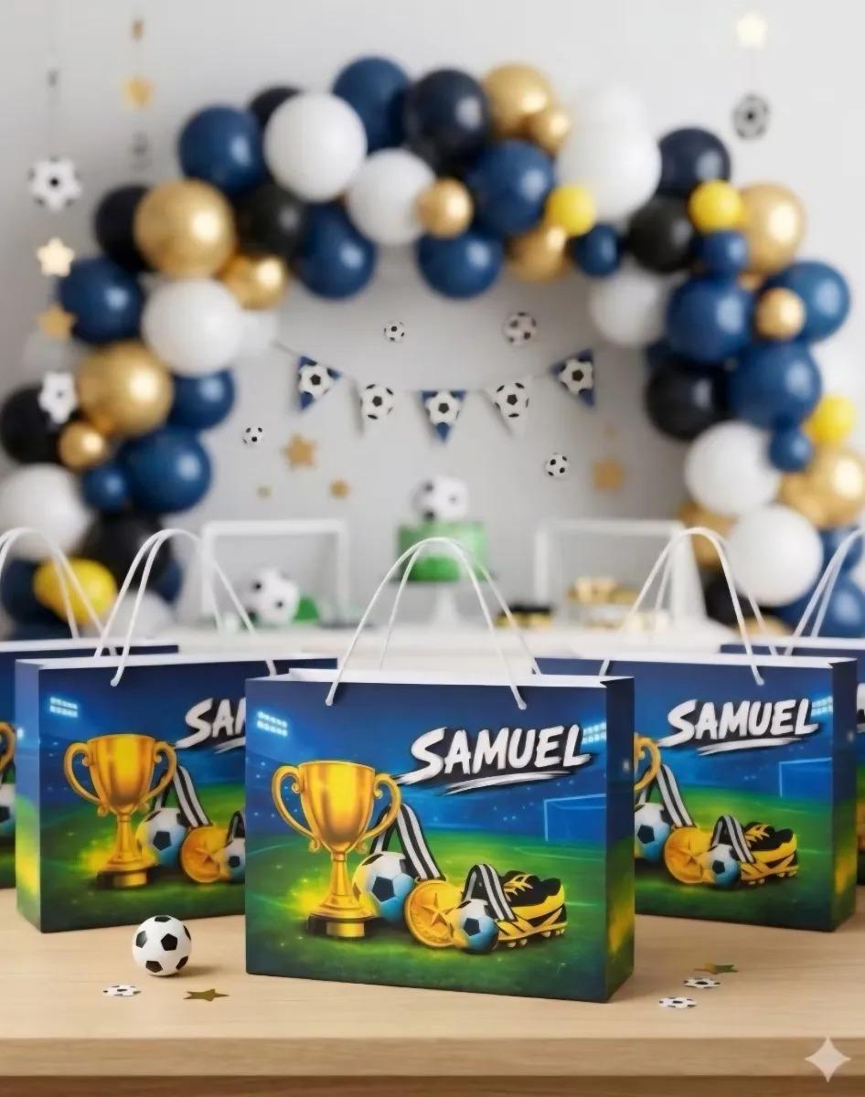 Kit 10 Sacolinhas Personalizada Festa Aniversário Futebol 1