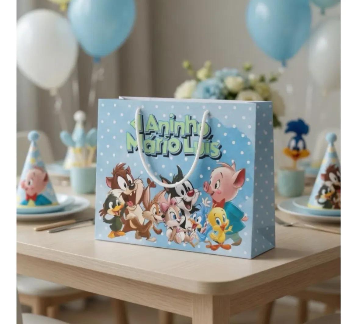 Kit 10 Sacolinhas Personalizada Aniversário Looney Tunes 2