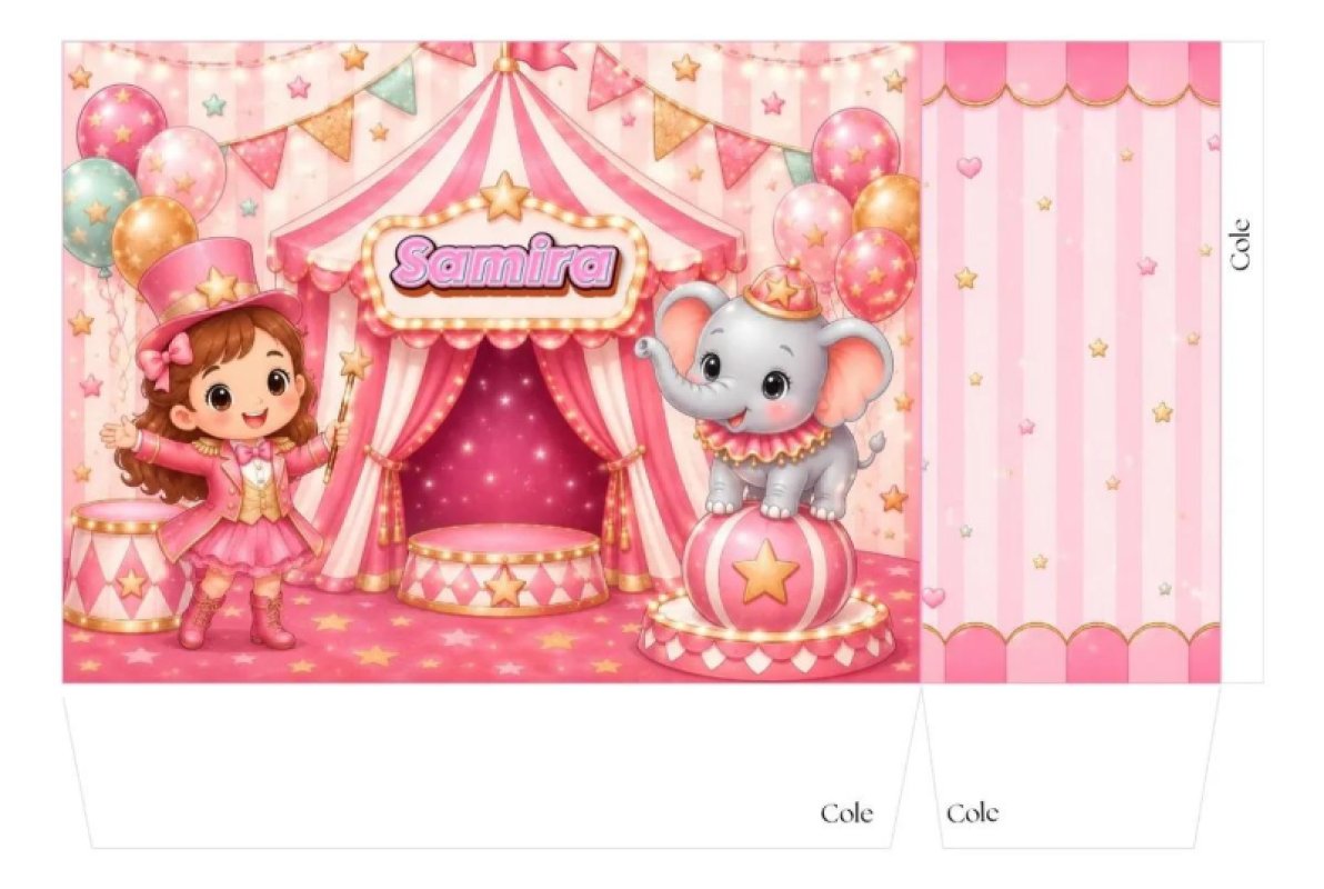 Kit 10 Sacolinhas Personalizada Aniversário Circo Mágico 4