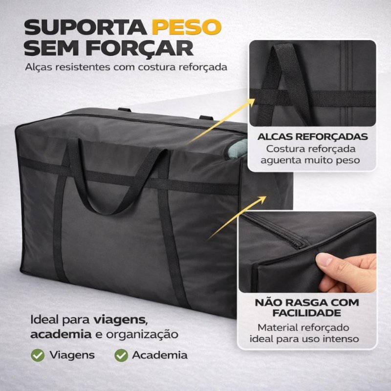 Sacola Organizadora Grande Reforçada Mudança Viagem Multiuso Passeios Academia Dia a Dia