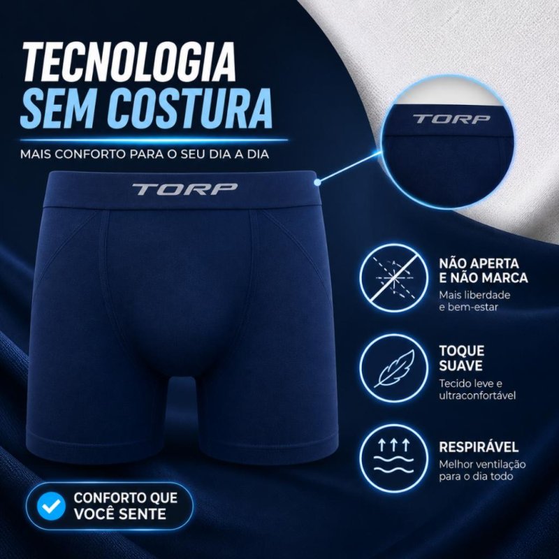 Kit 10 Cuecas Boxer Torp Sem Costura Microfibra Confortável Masculina Original Anti Assaduras Adulto